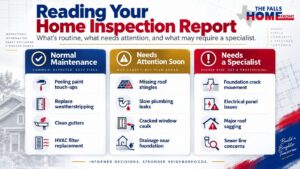 Chart comparing normal home maintenance items versus major repair red flags 